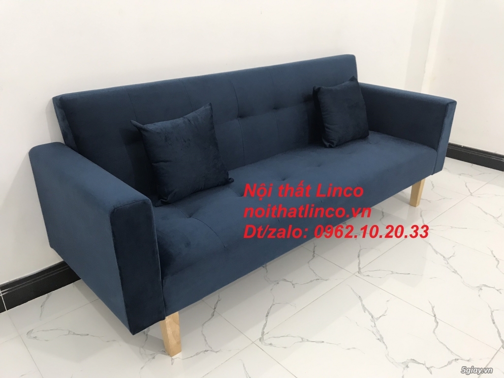 Bộ ghế sofa băng giường nằm 2m xanh dương vải nhung Nội thất Linco SG - 12