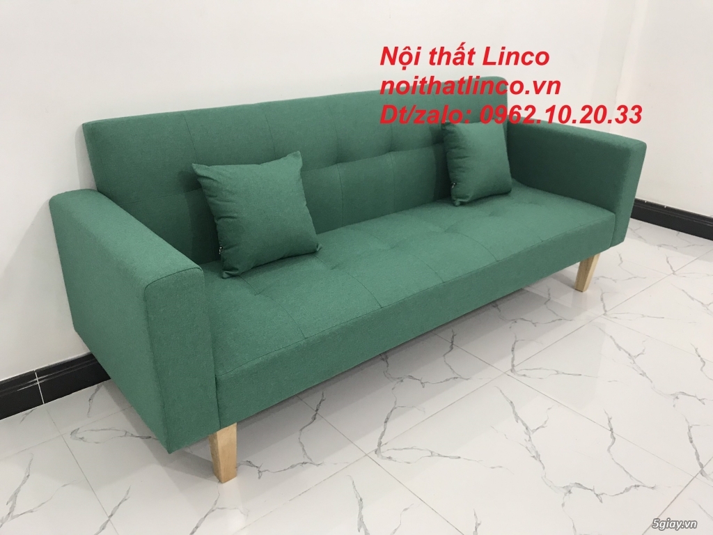 Bộ ghế sofa băng đa năng bật nằm xanh ngọc lá cây ở Nội thất Linco SG - 12