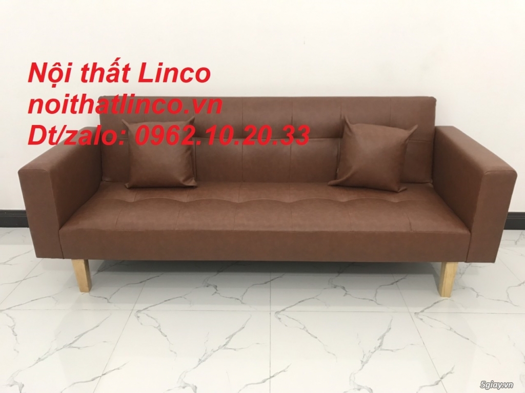 Bộ bàn ghế sofa giường nằm băng đa năng simili nâu Nội thất Linco SG - 10