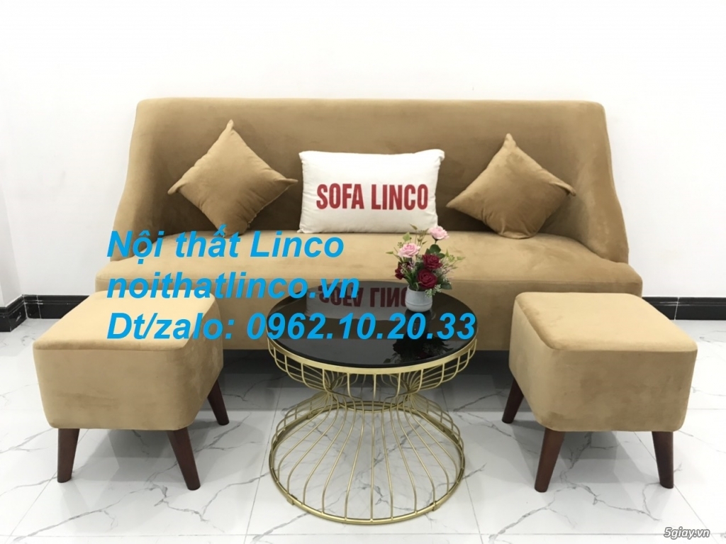 Bộ bàn ghế Sofa salong băng văng dài nâu sữa giá rẻ Nội thất Linco SG - 1