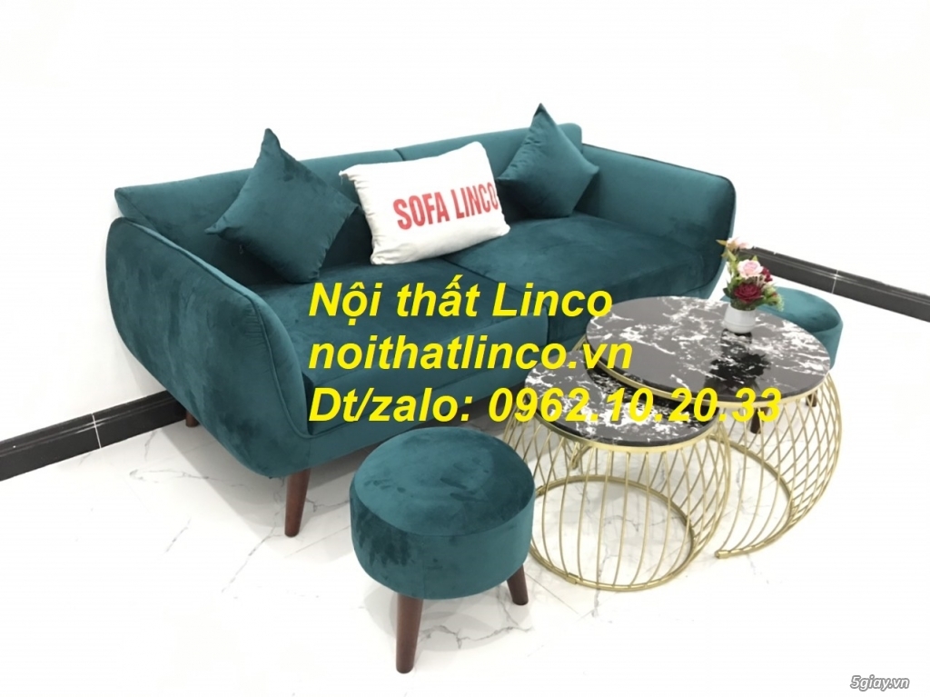 Bộ ghế Sofa băng xanh cổ vịt vải nhung giá rẻ Nội thất Linco Tphcm SG - 1