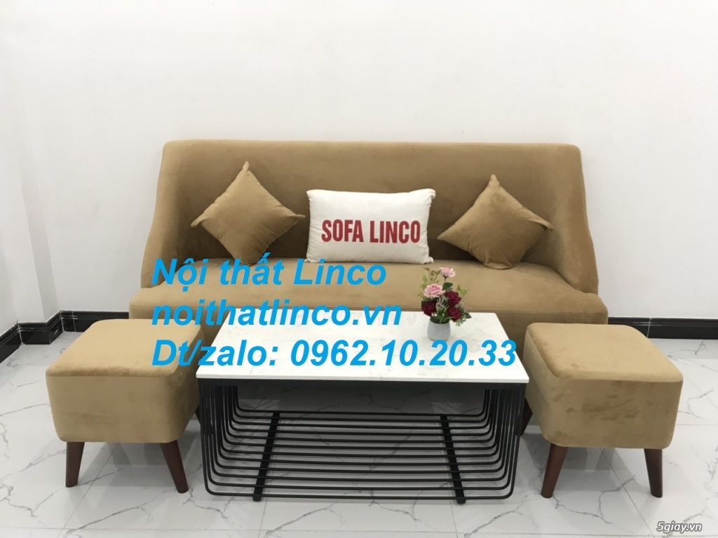 Bộ bàn ghế Sofa salong băng văng dài nâu sữa giá rẻ Nội thất Linco SG - 4