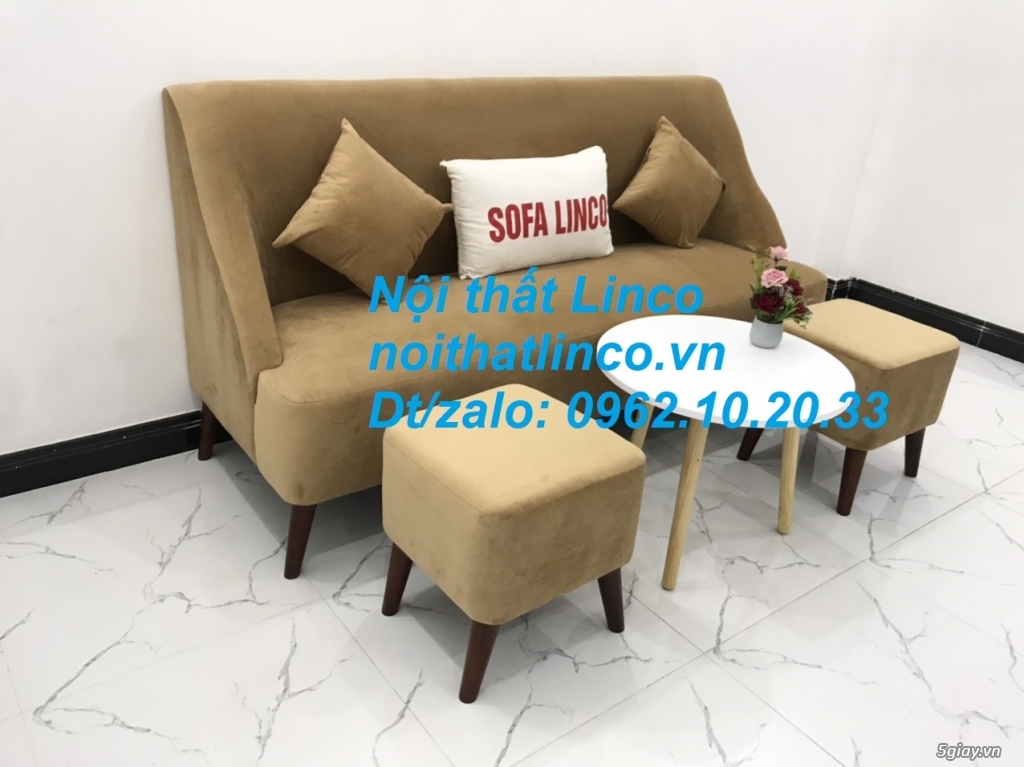 Bộ bàn ghế Sofa salong băng văng dài nâu sữa giá rẻ Nội thất Linco SG - 12