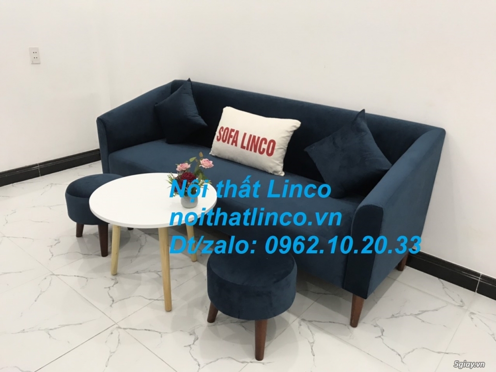 Bộ ghế sofa băng dài xanh dương đậm giá rẻ đẹp Nội thất Linco Sài Gòn - 9