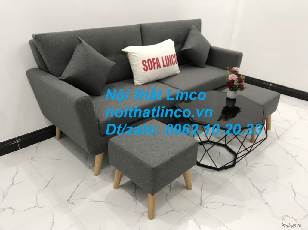 Bộ ghế sofa băng văng dài xám đen giá rẻ Nội thất Linco Sài Gòn HCM - 2