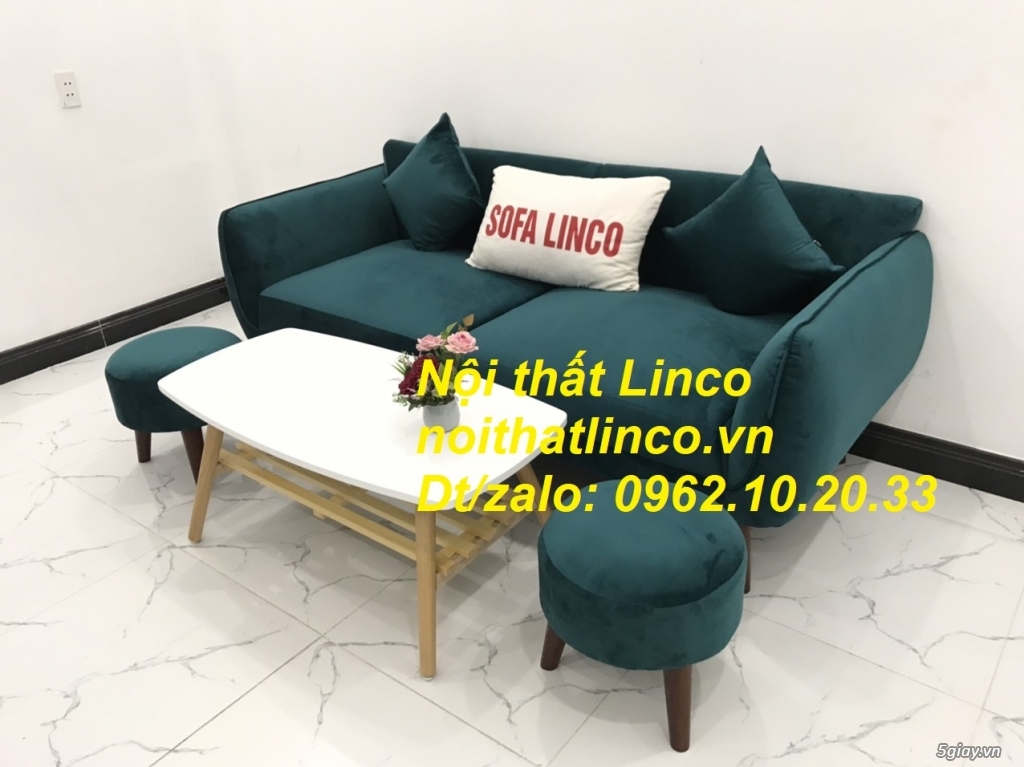 Bộ ghế Sofa băng xanh cổ vịt vải nhung giá rẻ Nội thất Linco Tphcm SG - 5