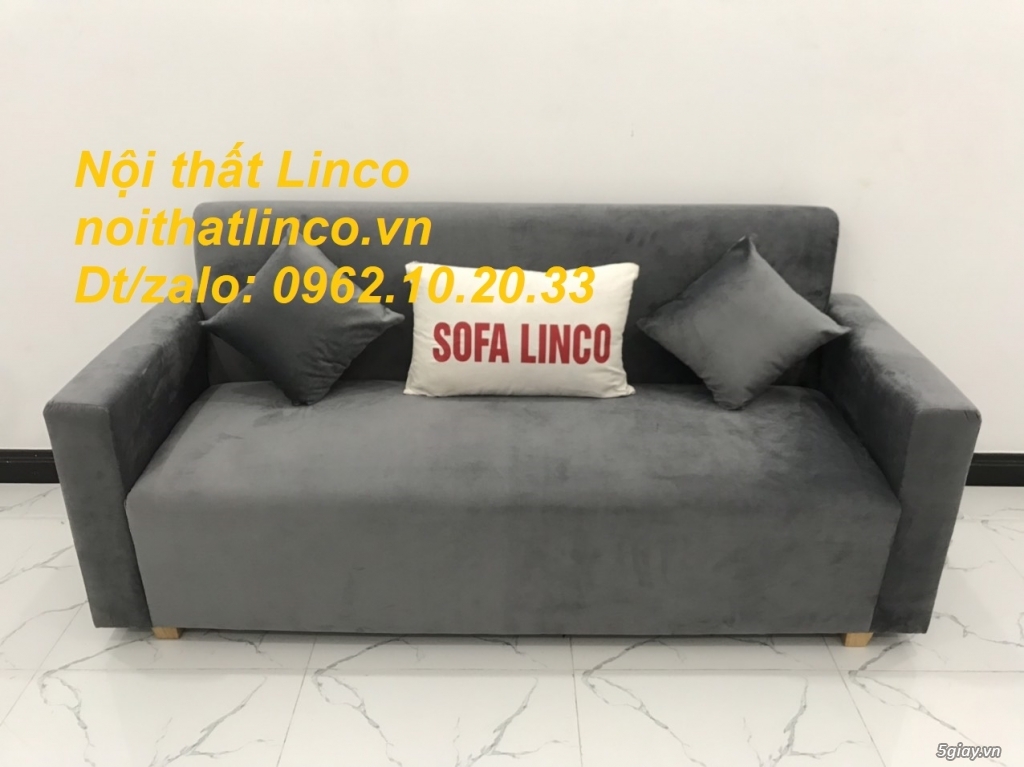 Bộ ghế Sofa băng xám lông chuột vải nhung đẹp hiện đại Sofa Linco HCM - 11