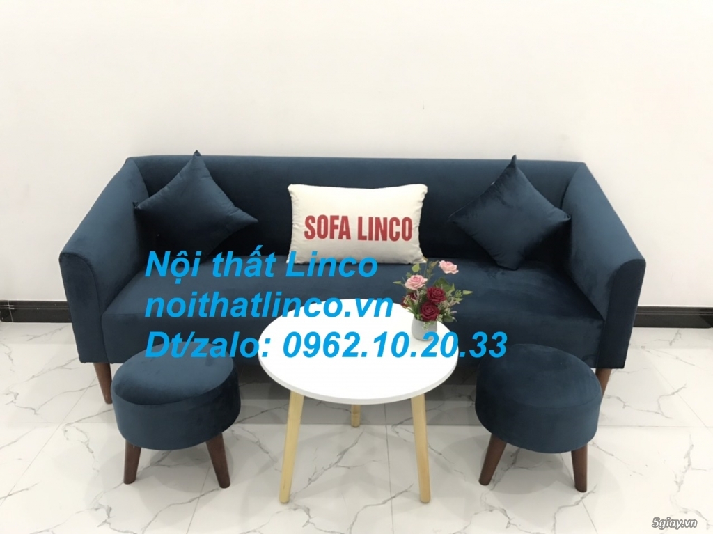 Bộ ghế sofa băng dài xanh dương đậm giá rẻ đẹp Nội thất Linco Sài Gòn - 8