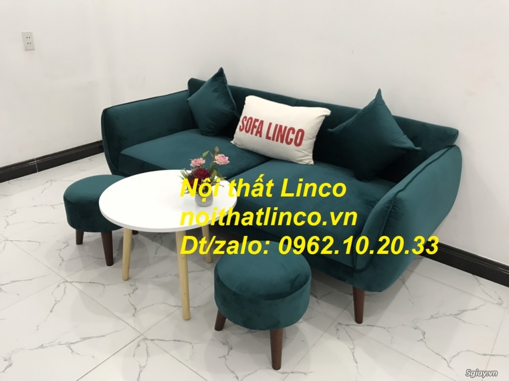 Bộ ghế Sofa băng xanh cổ vịt vải nhung giá rẻ Nội thất Linco Tphcm SG - 8