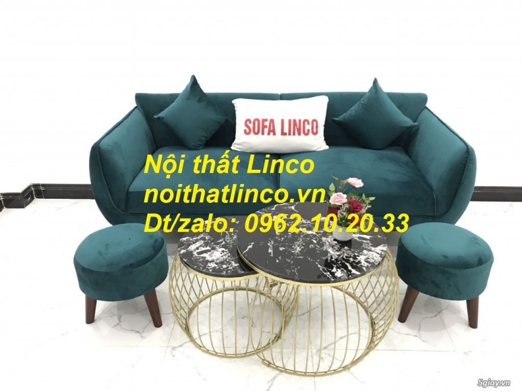 Bộ ghế Sofa băng xanh cổ vịt vải nhung giá rẻ Nội thất Linco Tphcm SG - 2