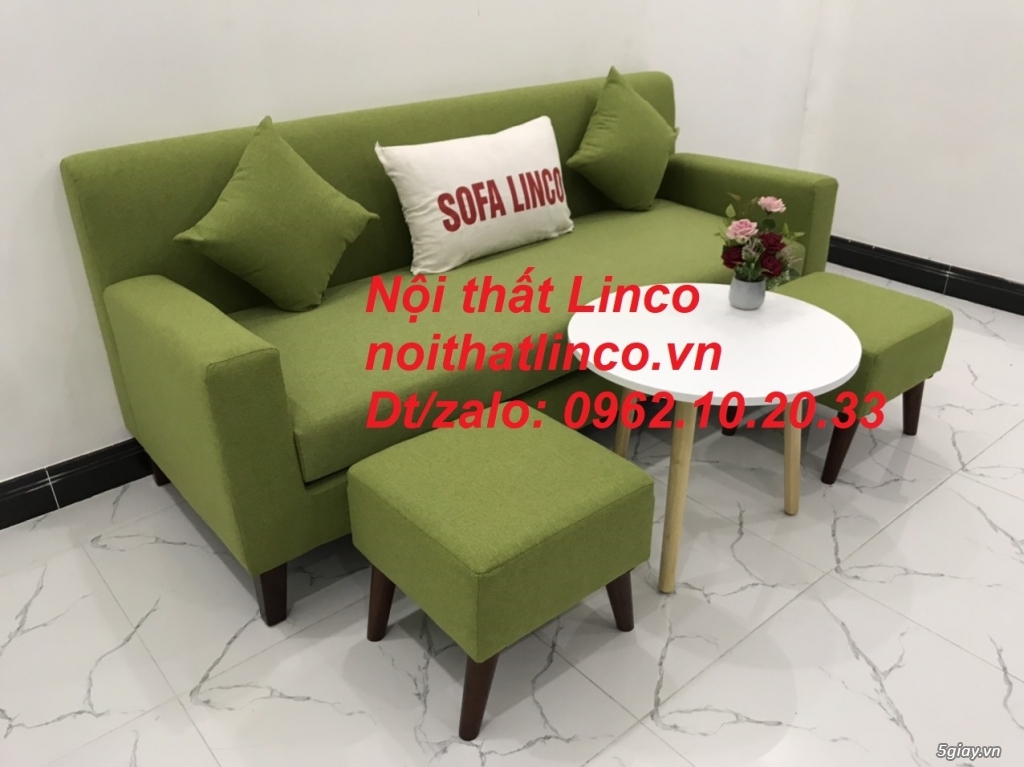 Bộ ghế sofa băng văng 1m9 xanh lá giá rẻ vải bố Nội thất Linco Sài Gòn - 11