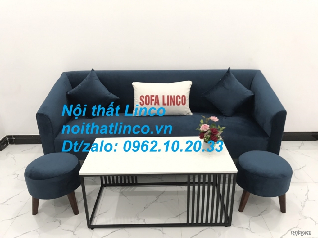 Bộ ghế sofa băng dài xanh dương đậm giá rẻ đẹp Nội thất Linco Sài Gòn - 1