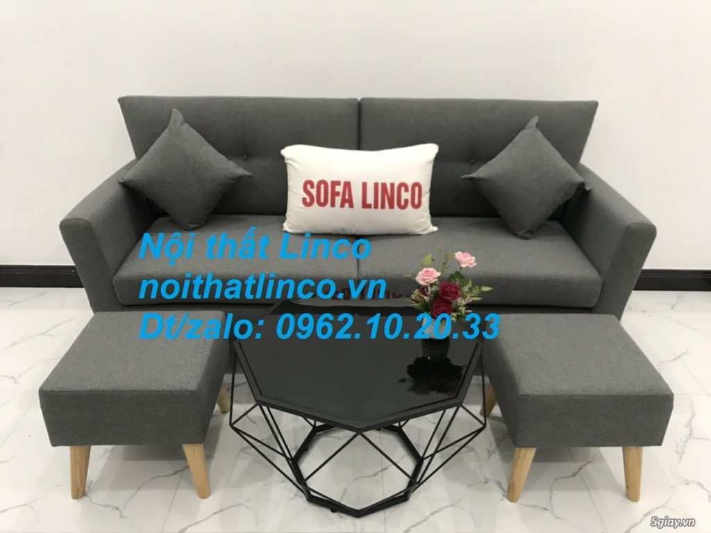 Bộ ghế sofa băng văng dài xám đen giá rẻ Nội thất Linco Sài Gòn HCM - 3