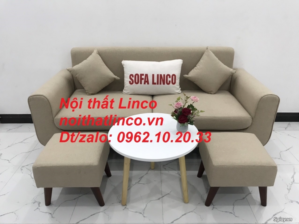 Bộ bàn ghế salon sofa băng trắng kem giá rẻ đẹp Nội thất Linco Sài Gòn - 9