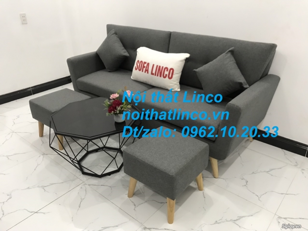 Bộ ghế sofa băng văng dài xám đen giá rẻ Nội thất Linco Sài Gòn HCM - 1