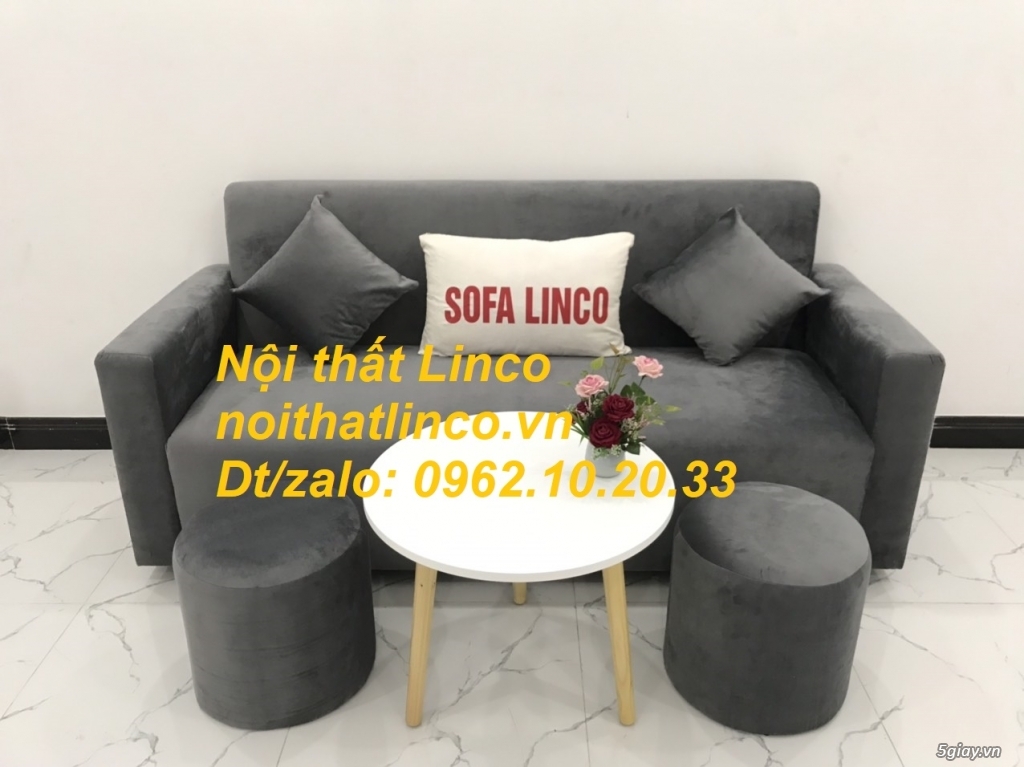 Bộ ghế Sofa băng xám lông chuột vải nhung đẹp hiện đại Sofa Linco HCM - 7