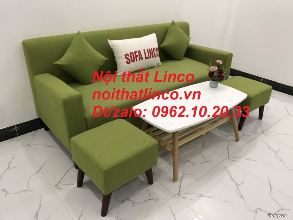 Bộ ghế sofa băng văng 1m9 xanh lá giá rẻ vải bố Nội thất Linco Sài Gòn - 6