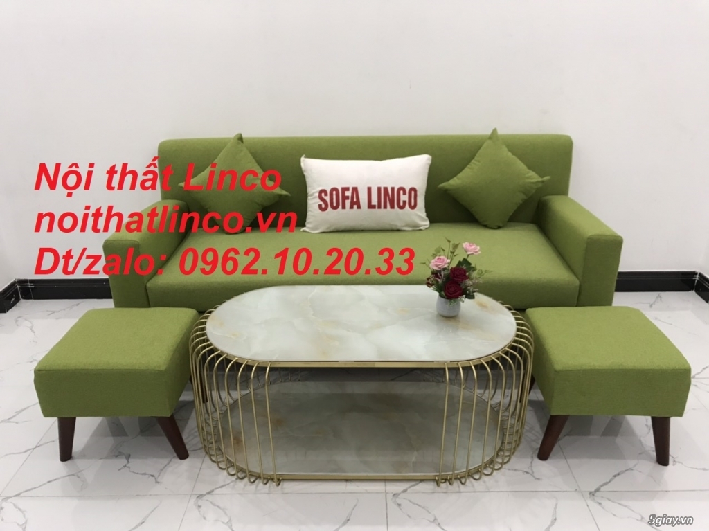 Bộ ghế sofa băng văng 1m9 xanh lá giá rẻ vải bố Nội thất Linco Sài Gòn - 7