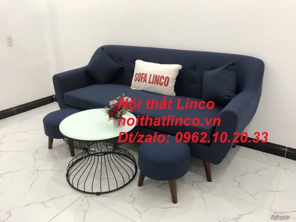 Bộ ghế salon sofa băng xanh dương đậm đen rẻ Nội thất Linco Sài Gòn - 5