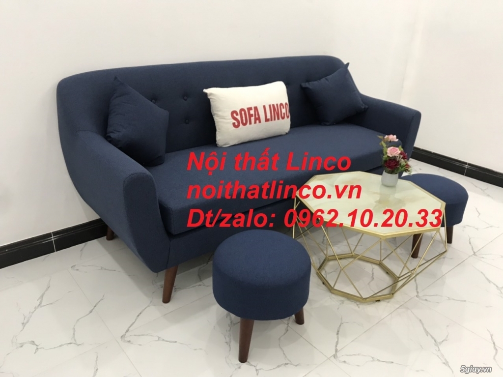 Bộ ghế salon sofa băng xanh dương đậm đen rẻ Nội thất Linco Sài Gòn - 1
