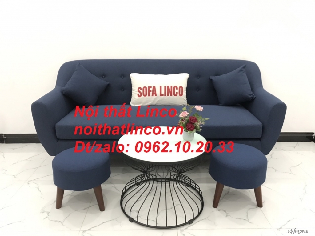 Bộ ghế salon sofa băng xanh dương đậm đen rẻ Nội thất Linco Sài Gòn - 4