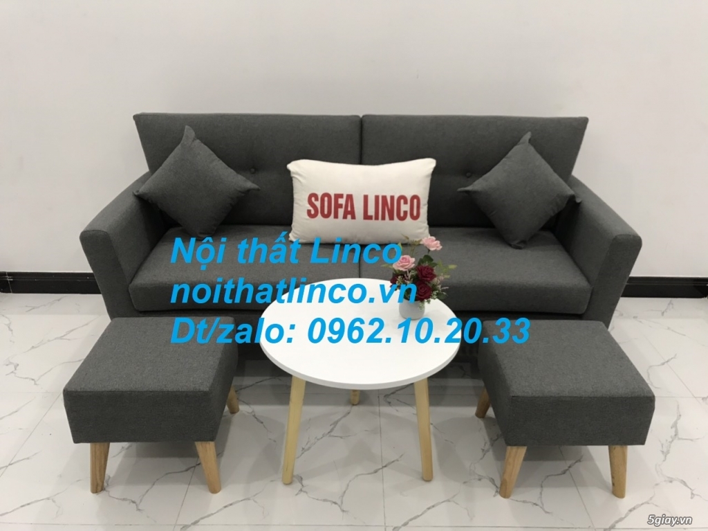 Bộ ghế sofa băng văng dài xám đen giá rẻ Nội thất Linco Sài Gòn HCM - 10