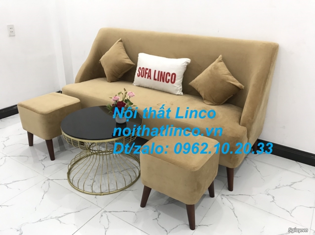 Bộ bàn ghế Sofa salong băng văng dài nâu sữa giá rẻ Nội thất Linco SG - 2