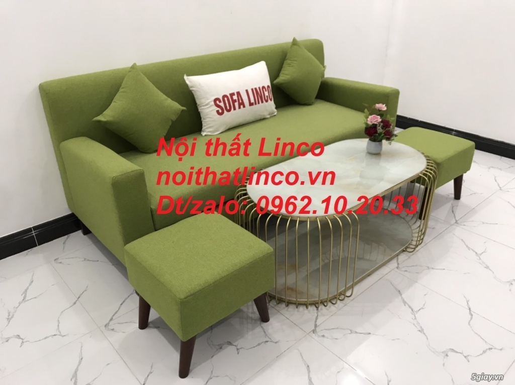 Bộ ghế sofa băng văng 1m9 xanh lá giá rẻ vải bố Nội thất Linco Sài Gòn - 8