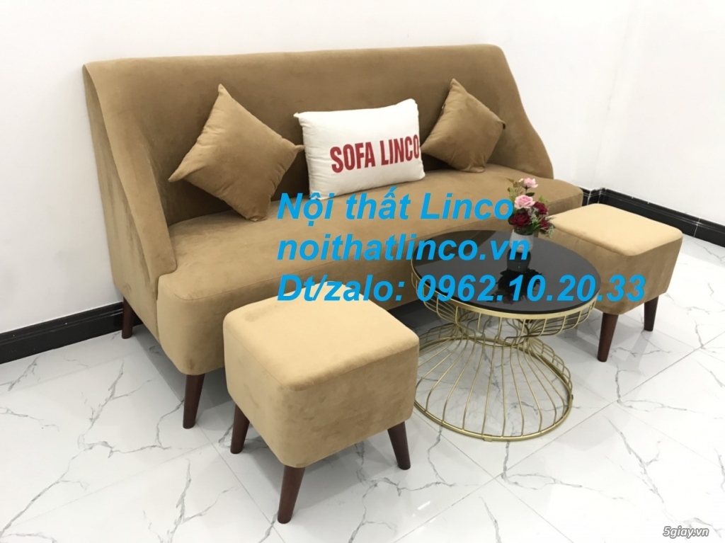 Bộ bàn ghế Sofa salong băng văng dài nâu sữa giá rẻ Nội thất Linco SG - 3