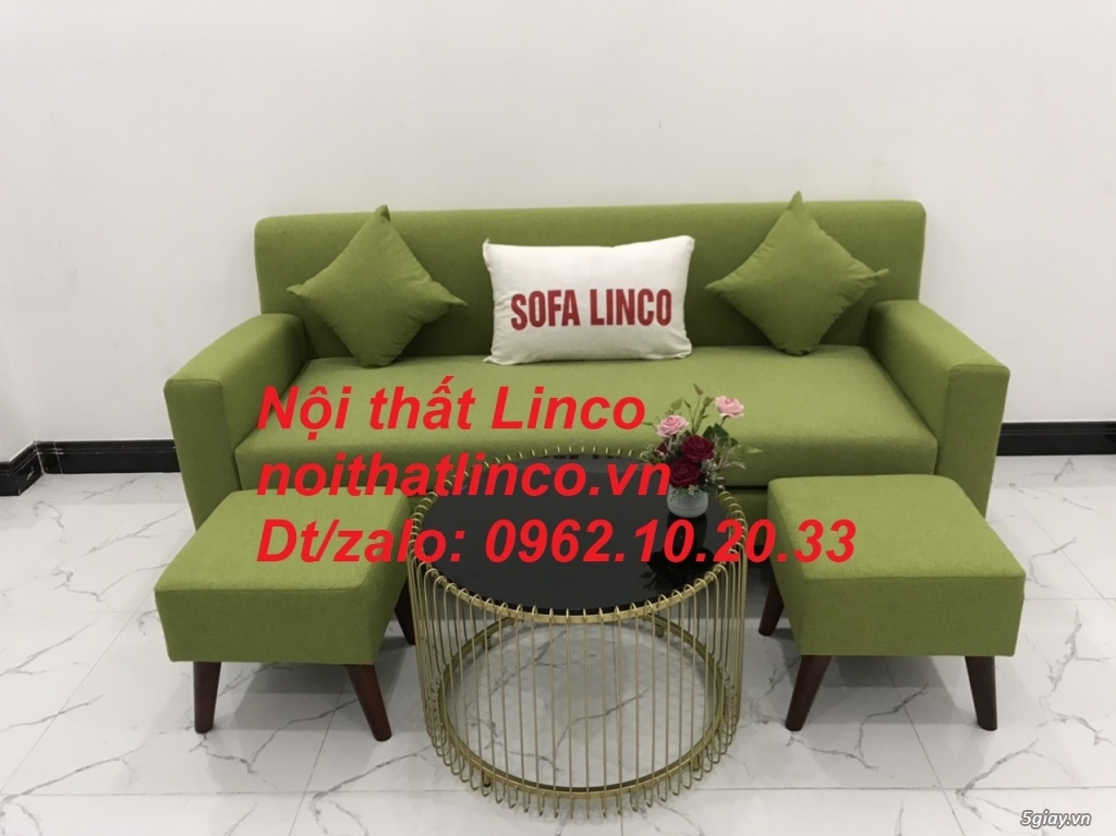 Bộ ghế sofa băng văng 1m9 xanh lá giá rẻ vải bố Nội thất Linco Sài Gòn - 1