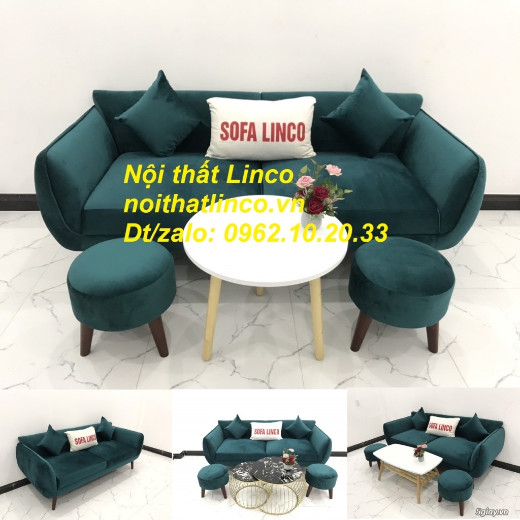 Bộ ghế Sofa băng xanh cổ vịt vải nhung giá rẻ Nội thất Linco Tphcm SG