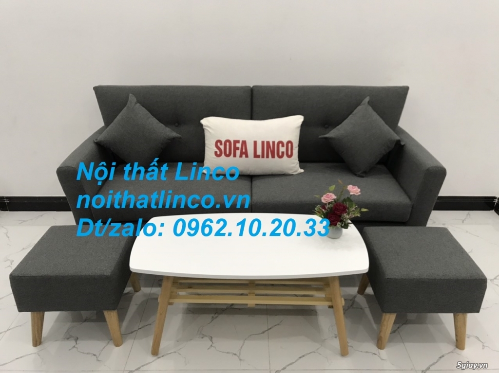 Bộ ghế sofa băng văng dài xám đen giá rẻ Nội thất Linco Sài Gòn HCM - 8