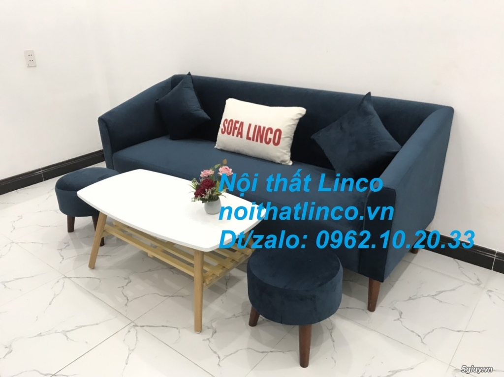 Bộ ghế sofa băng dài xanh dương đậm giá rẻ đẹp Nội thất Linco Sài Gòn - 5