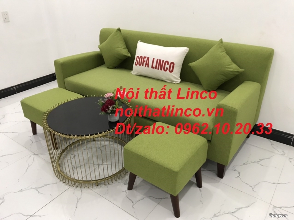 Bộ ghế sofa băng văng 1m9 xanh lá giá rẻ vải bố Nội thất Linco Sài Gòn - 2