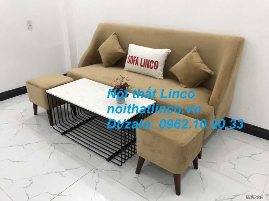 Bộ bàn ghế Sofa salong băng văng dài nâu sữa giá rẻ Nội thất Linco SG - 6