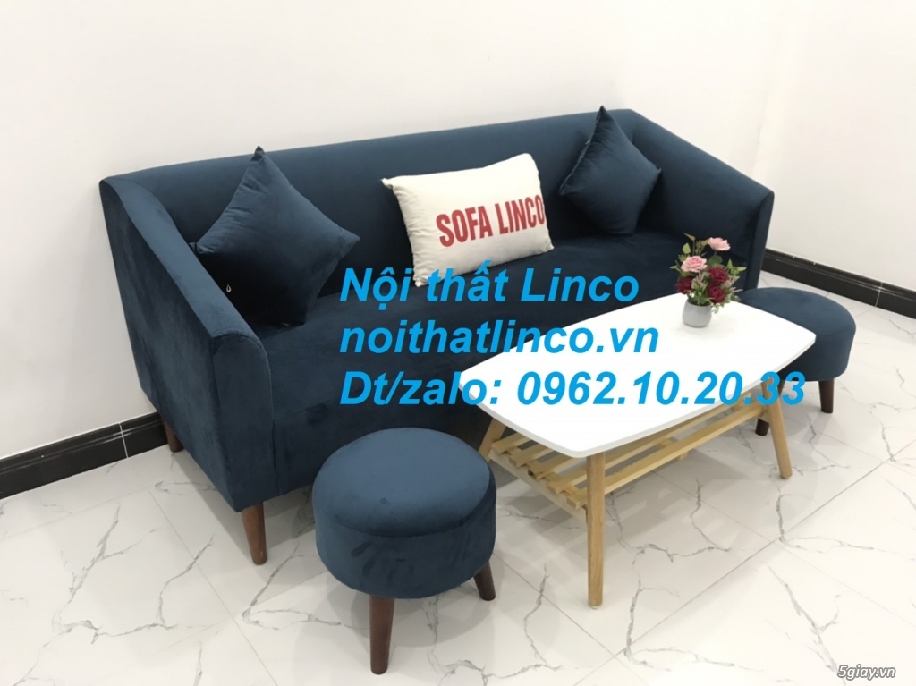 Bộ ghế sofa băng dài xanh dương đậm giá rẻ đẹp Nội thất Linco Sài Gòn - 6