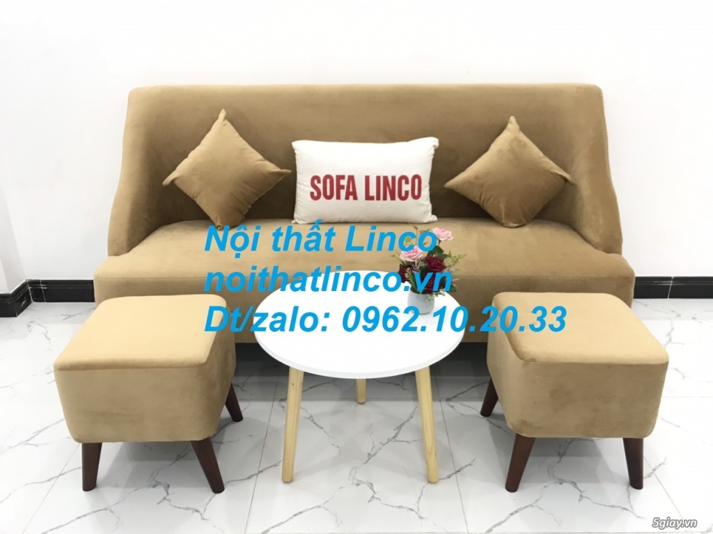 Bộ bàn ghế Sofa salong băng văng dài nâu sữa giá rẻ Nội thất Linco SG - 10