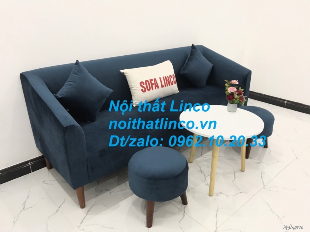 Bộ ghế sofa băng dài xanh dương đậm giá rẻ đẹp Nội thất Linco Sài Gòn - 7