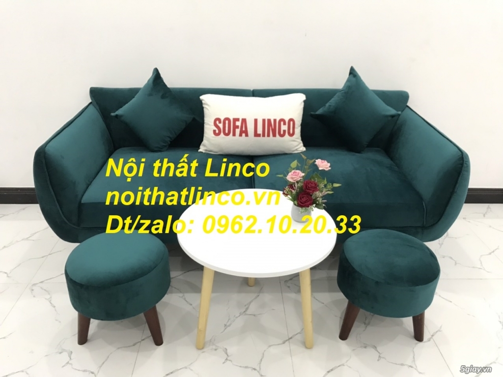 Bộ ghế Sofa băng xanh cổ vịt vải nhung giá rẻ Nội thất Linco Tphcm SG - 7