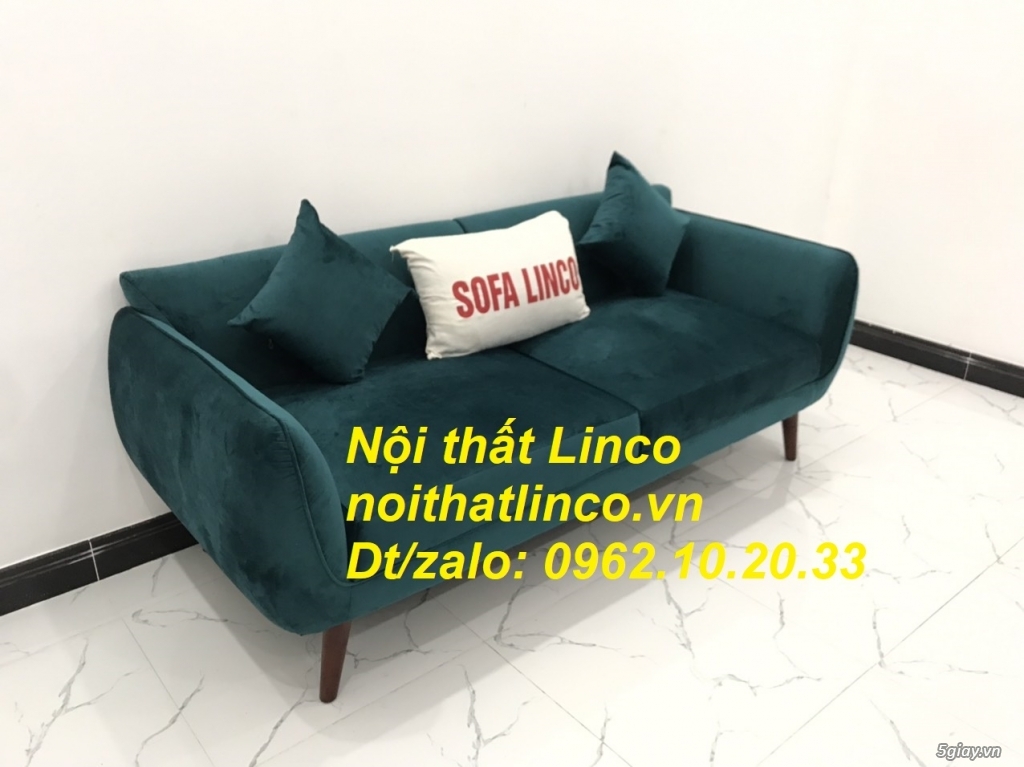 Bộ ghế Sofa băng xanh cổ vịt vải nhung giá rẻ Nội thất Linco Tphcm SG - 11