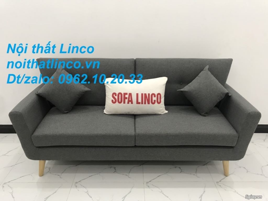 Bộ ghế sofa băng văng dài xám đen giá rẻ Nội thất Linco Sài Gòn HCM - 13