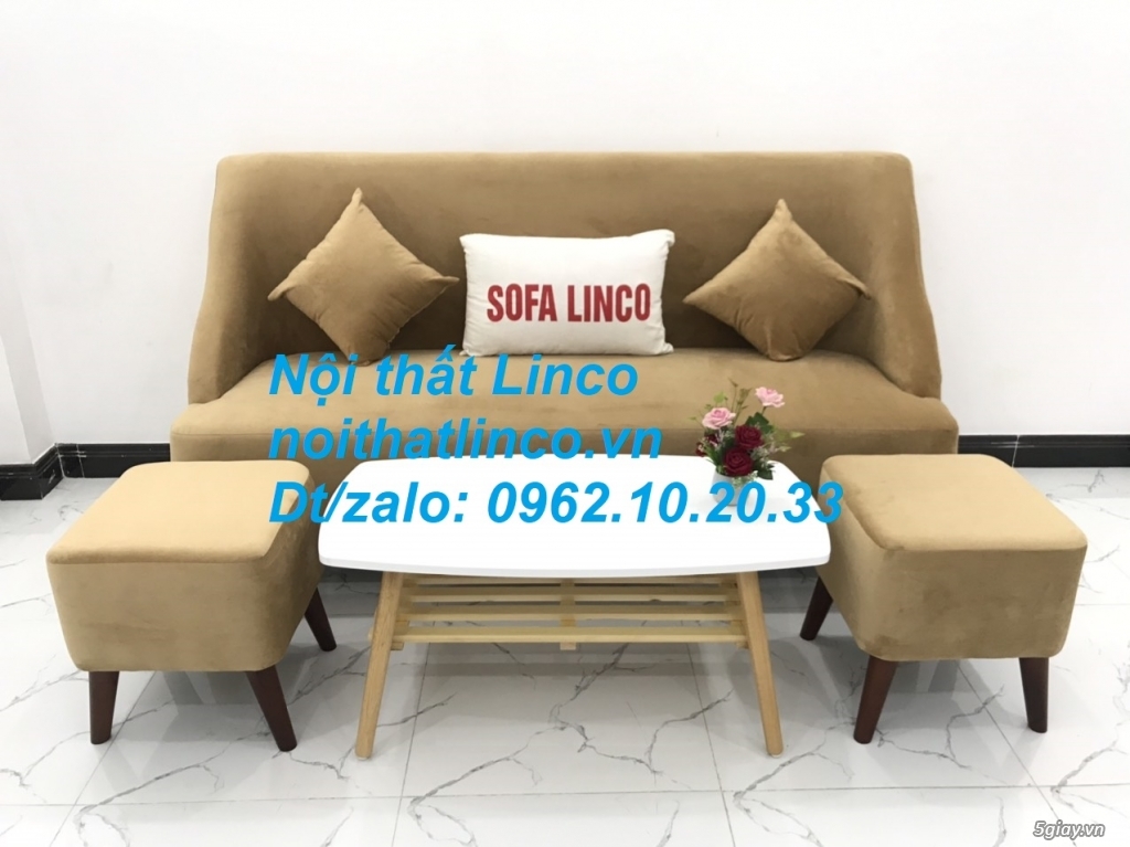 Bộ bàn ghế Sofa salong băng văng dài nâu sữa giá rẻ Nội thất Linco SG - 7