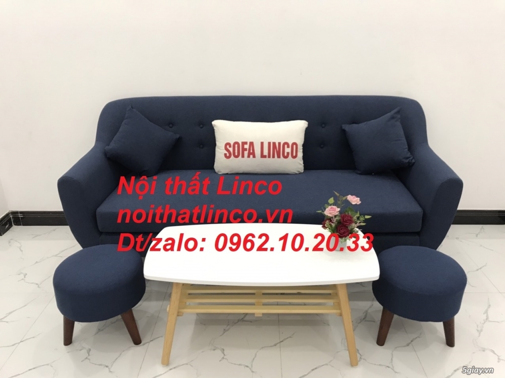 Bộ ghế salon sofa băng xanh dương đậm đen rẻ Nội thất Linco Sài Gòn - 8