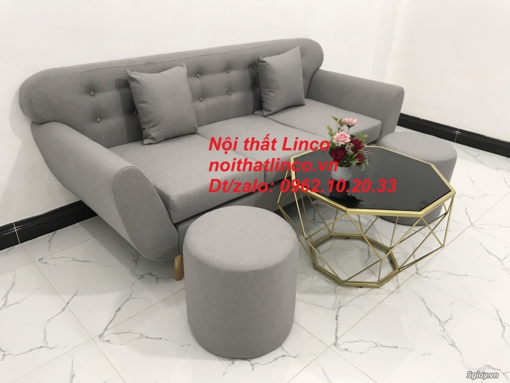 Bộ ghế sofa băng văng dài 1m9 xám ghi trắng giá rẻ Nội thất Linco HCM - 5