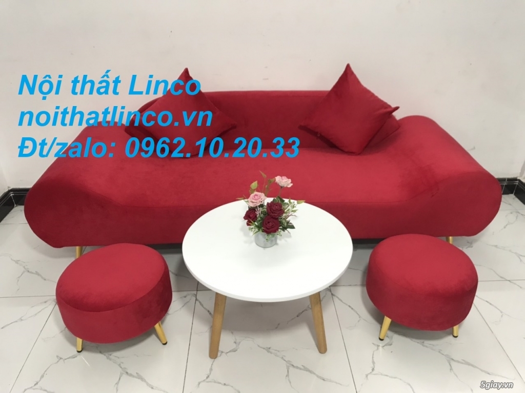 Bộ ghế sofa salon văng băng thuyền đỏ đô rẻ đẹp Nội thất Linco Sài Gòn - 7