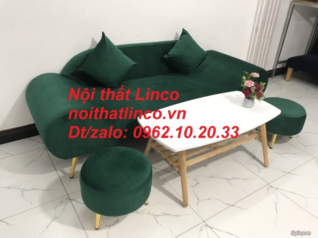 Bộ ghế sofa băng văng thuyền 2m xanh rêu rẻ đẹp Nội thất Linco Tphcm - 6