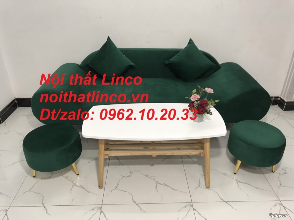 Bộ ghế sofa băng văng thuyền 2m xanh rêu rẻ đẹp Nội thất Linco Tphcm - 5