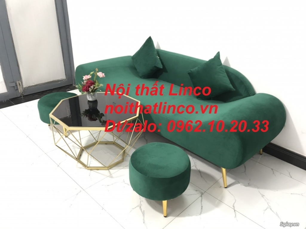 Bộ ghế sofa băng văng thuyền 2m xanh rêu rẻ đẹp Nội thất Linco Tphcm - 2