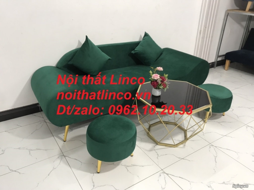 Bộ ghế sofa băng văng thuyền 2m xanh rêu rẻ đẹp Nội thất Linco Tphcm - 1