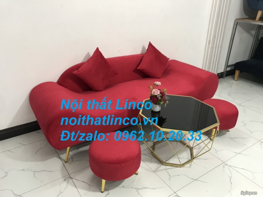 Bộ ghế sofa salon văng băng thuyền đỏ đô rẻ đẹp Nội thất Linco Sài Gòn - 1
